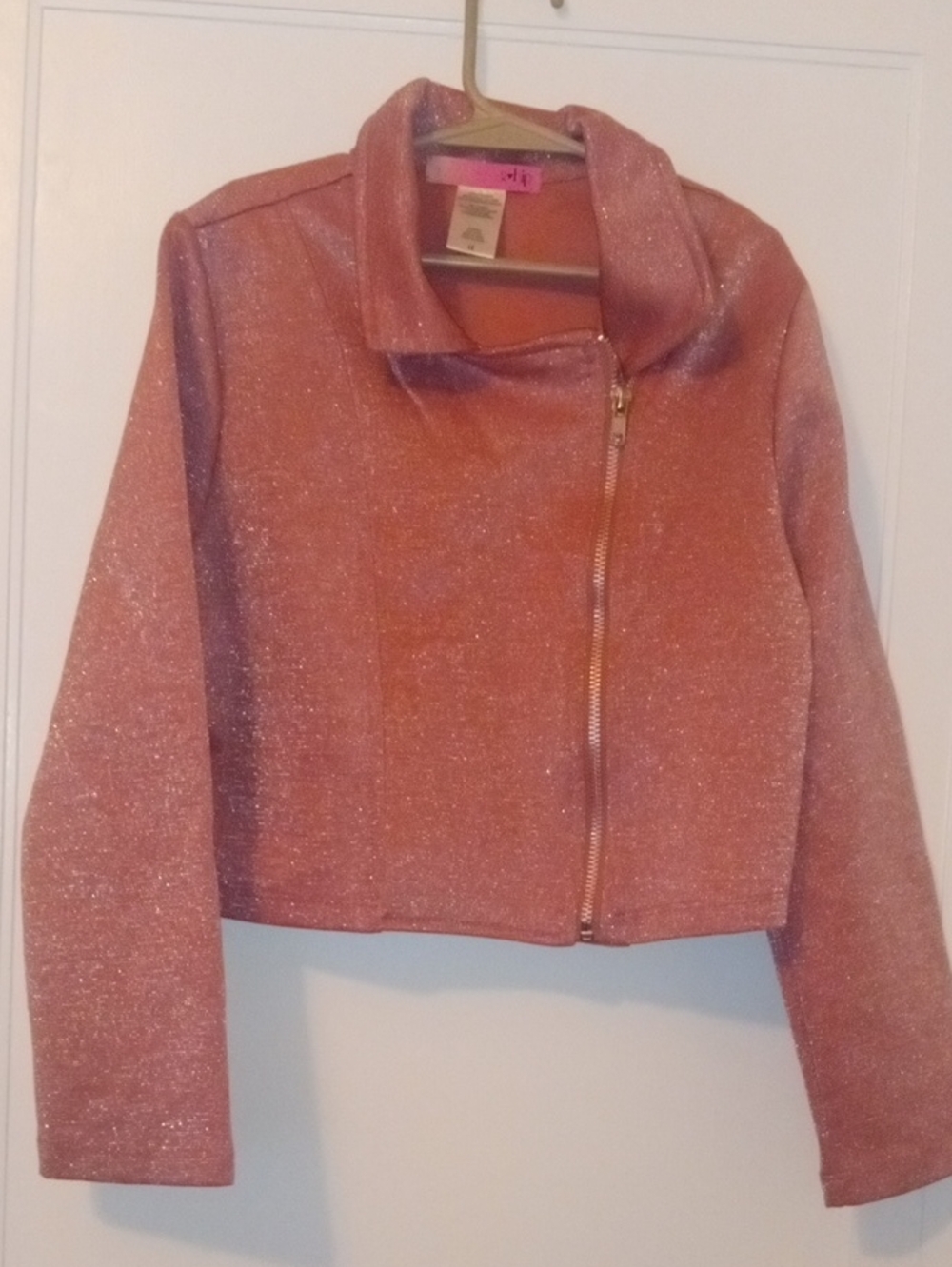 Sparkle Crop Jacket in Blush Pink girl 12